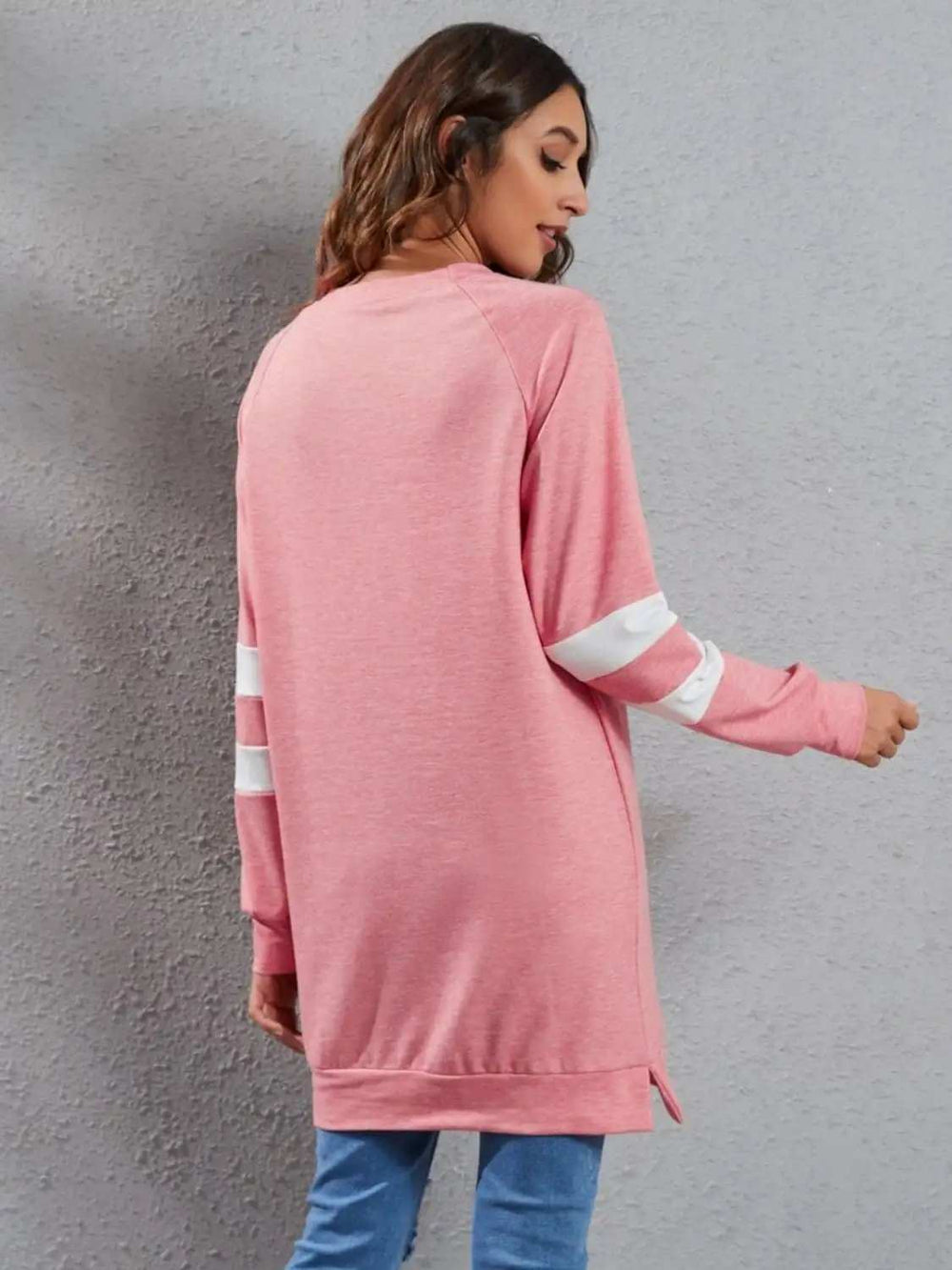 Full Size Striped Round Neck Long Sleeve T-Shirt - Trendsi - Flyclothing LLC