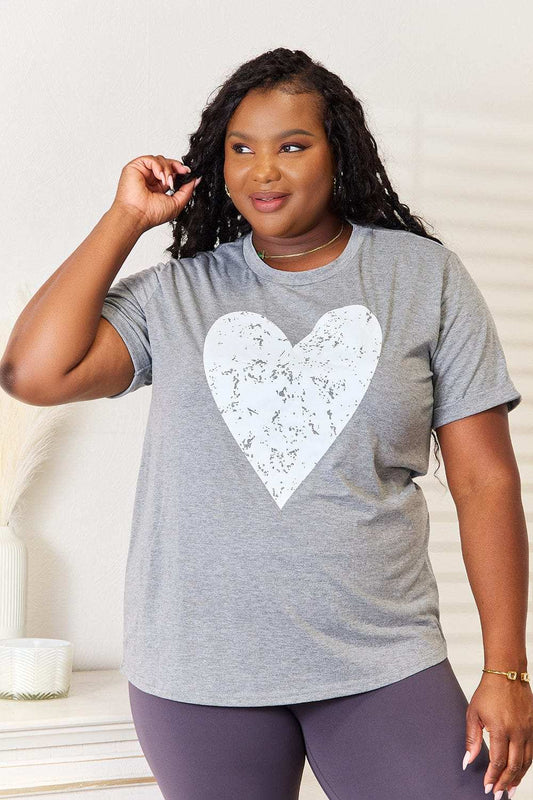 Simply Love Heart Graphic Cuffed Short Sleeve T-Shirt - Trendsi - Flyclothing LLC