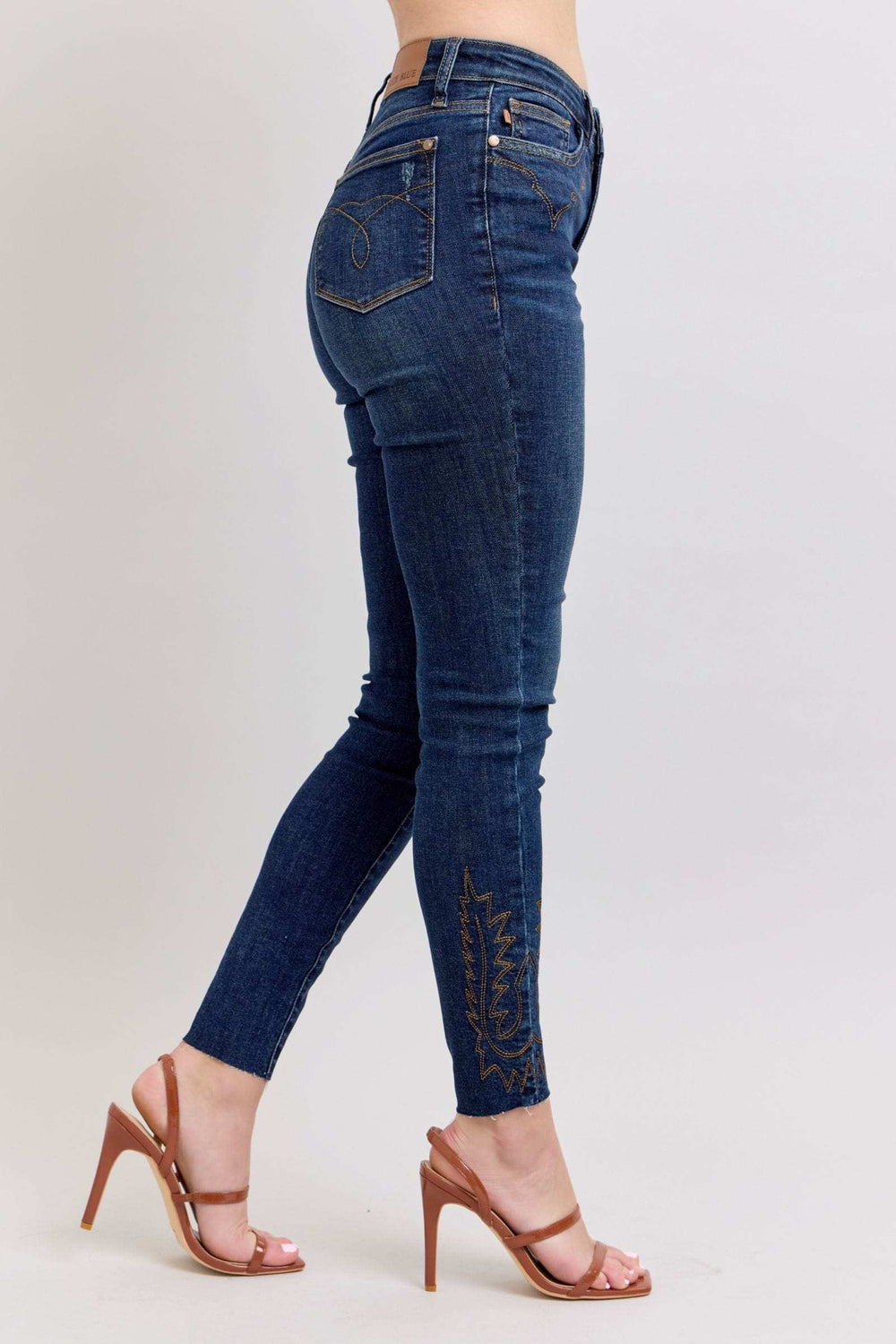 Judy Blue Full Size Embroidered High Rise Skinny Jeans Plus Size - Trendsi - Flyclothing LLC