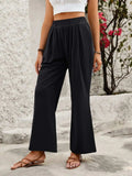 Elastic Waist Wide Leg Pants - Trendsi - Flyclothing LLC