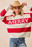 BiBi Christmas Merry Lettering Sweater - Trendsi - Flyclothing LLC