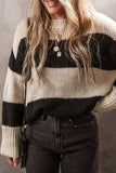 Color Block Round Neck Sweater - Trendsi - Flyclothing LLC