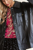 J.NNA Faux Leather Sherpa Contrast Snap Down Jacket - Trendsi - Flyclothing LLC