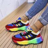 Lace-Up Mesh Round Toe Platform Sneakers - Trendsi - Flyclothing LLC