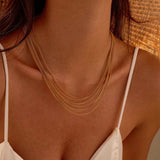 Stainless Steel Multi-Layered Necklace - Trendsi - Flyclothing LLC