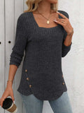 Square Neck Long Sleeve T-Shirt - Trendsi - Flyclothing LLC