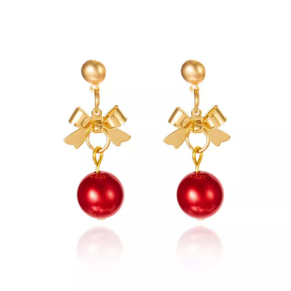 Christmas 18K Gold-Plated Ball Drop Earrings - Trendsi - Flyclothing LLC