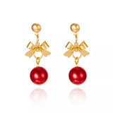 Christmas 18K Gold-Plated Ball Drop Earrings - Trendsi - Flyclothing LLC