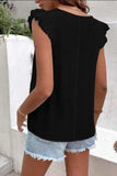 Full Size Ruffled V-Neck Cap Sleeve Blouse - Trendsi - Flyclothing LLC