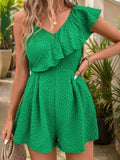 Smocked Back Asymmetrical Ruffled Romper - Trendsi - Flyclothing LLC