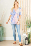 Heimish Full Size Crisscross Tie Dye Babydoll Top Plus Size - Trendsi - Flyclothing LLC