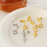 Zircon Copper Geometric Drop Earrings - Trendsi - Flyclothing LLC