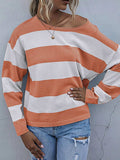 Striped Casual Long Sleeve Knit Top - Trendsi - Flyclothing LLC