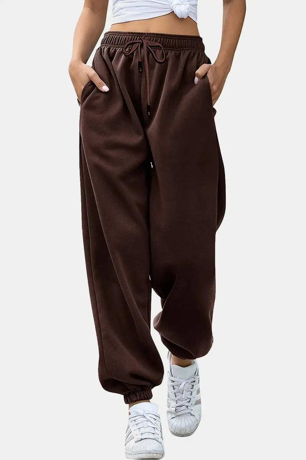 Elastic Waist Joggers with Pockets - Trendsi - Flyclothing LLC