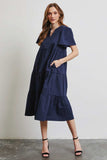 HEYSON Full Size Cotton Poplin Ruffled Tiered Midi Dress - Trendsi - Flyclothing LLC