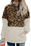 Color Block Half Zip Long Sleeve Fuzzy Sweatshirt - Trendsi - Flyclothing LLC