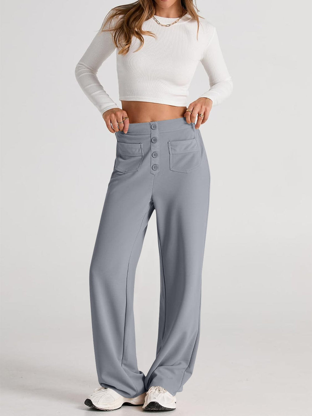High Waist Wide Leg Pants - Trendsi - Flyclothing LLC