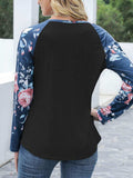 V-Neck Floral Long Sleeve T-Shirt - Trendsi - Flyclothing LLC