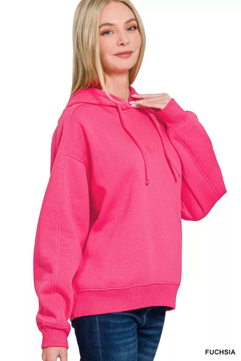 Zenana Drawstring Relaxed Fit Fleece Hoodie - Trendsi - Flyclothing LLC