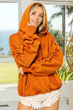 BiBi Ruched Long Sleeve Washed Fleece Hoodie - Trendsi - Flyclothing LLC
