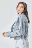 RISEN Full Size Button Down Cropped Denim Jacket - Trendsi - Flyclothing LLC