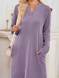 Casual Ribbed Knit Long Sleeve Dress - Trendsi - Flyclothing LLC