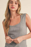 Aemi + Co Exposed Seam Ribbed Wide Strap Tank - Trendsi - Flyclothing LLC
