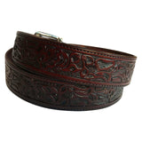 Tooled Floral Genuine Leather Western Belt (Black or Brown) - Rockmount Clothing - Flyclothing LLC