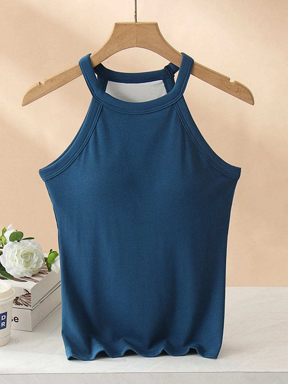 Grecian Neck Tank With Chest Pads - Trendsi - Flyclothing LLC