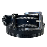 Rockmount Ranch Ware Genuine Distressed Black Triple Stitched Leather Western Belt - Rockmount Clothing - Flyclothing LLC