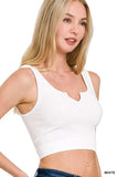 Zenana Seamless Split Neck Bra Tank Top - Trendsi - Flyclothing LLC