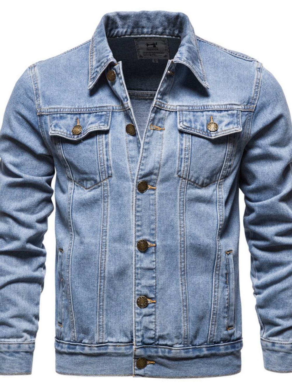 Men's Button Down Long Sleeve Denim Jacket - Trendsi - Flyclothing LLC