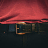 Mens Premium Leather Belt in Black - Unik Just for Bikers - Flyclothing LLC