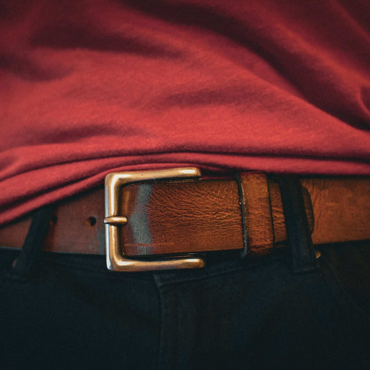 5852.00 - Mens Premium Leather Belt - Unik Just for Bikers - Flyclothing LLC