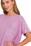 Zenana Soft Melange Short Sleeve Tee & Long Pants Set - Trendsi - Flyclothing LLC