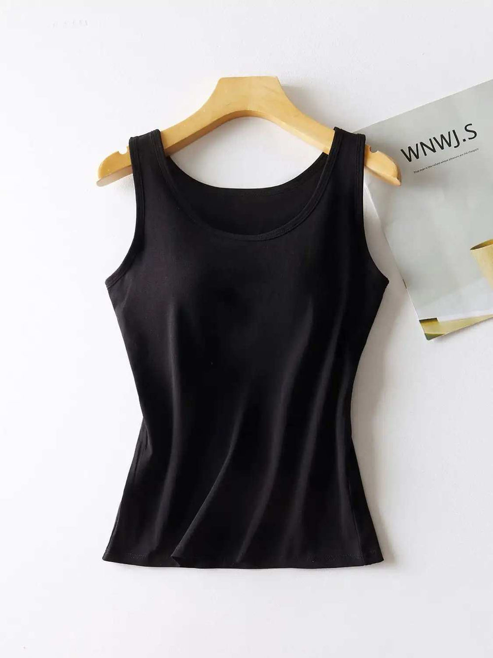 Round Neck Tank with Bra - Trendsi - Flyclothing LLC
