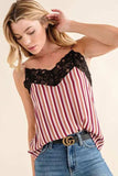 And The Why Stripe Print with Lace Cami - Trendsi - Flyclothing LLC
