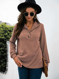 Half Button Long Sleeve T-Shirt - Trendsi - Flyclothing LLC
