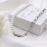 Pearl & Chain Link Necklace - Trendsi - Flyclothing LLC