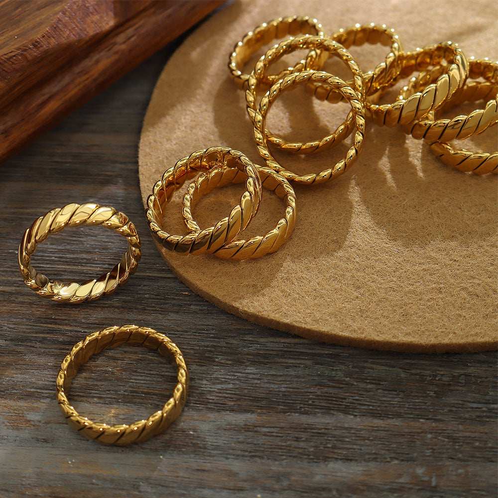 Titanium Steel Gold-Plated Ring - Trendsi - Flyclothing LLC