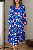 Printed Collared Neck Long Sleeve Midi Dress - Trendsi - Flyclothing LLC