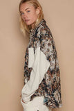 POL Contrast Sleeves Button Down Floral Jacquard Shirt - Trendsi - Flyclothing LLC