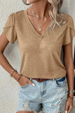 V-Neck Petal Sleeve T-Shirt - Trendsi - Flyclothing LLC
