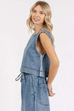 Mittoshop Washed Denim Distressed Detail Crop Tank - Trendsi - Flyclothing LLC