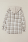 Plaid Removable Hood Button Up Shacket - Trendsi - Flyclothing LLC