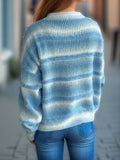 Gradient Round Neck Dropped Shoulder Sweater - Trendsi - Flyclothing LLC