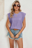 Eyelet Round Neck Tank - Trendsi - Flyclothing LLC