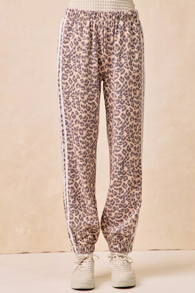 BiBi Side Lines Leopard Track Pants - Trendsi - Flyclothing LLC