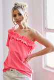 BiBi Ruffled Asymmetrical Crepe One Shoulder Top - Trendsi - Flyclothing LLC