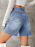 Frayed Hem Denim Shorts - Trendsi - Flyclothing LLC